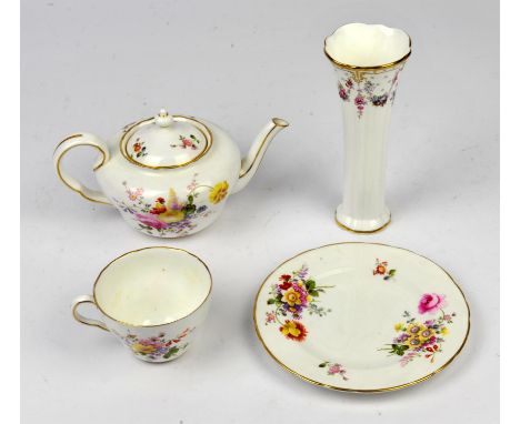 Royal Crown Derby part tea service, decorated with sprays of flowers (approximately 50 items)