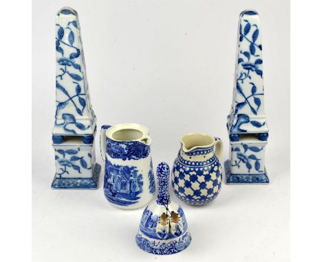 Large collection of blue and white printed pottery, to include a large Spode Italian pattern jug, various plates, tea pot, tu