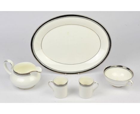 Royal Doulton Sarabande pattern part dinner service, constituting two large oval platters, 12 dinner plates, 11 small side pl