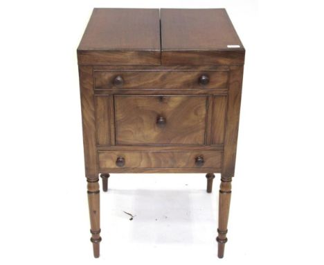 A Mahogany Washstand, circa 1820-30, with two hinged leaves enclosing apertures for a wash basin and a rise-and-fall mirror, 