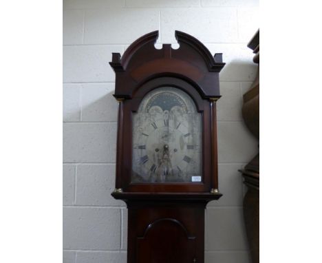 A Mahogany Eight Day Longcase Clock, signed James Scott, Leith, 19th century, broken arched pediment, 11-3/4-inch arched silv