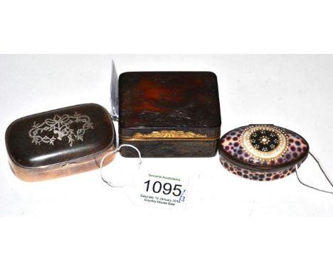 A French Gilt Metal Mounted Tortoiseshell Snuff Box and Hinged Cover, late 18th century, with scroll cast thumbpiece, the who