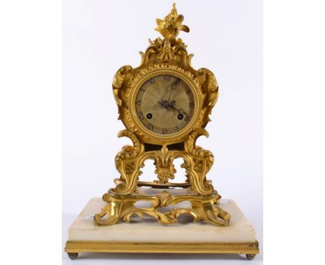 An Ormolu Striking Mantel Clock, circa 1830, scroll decorated case, 3-inch Roman numeral dial, twin barrel movement with outs