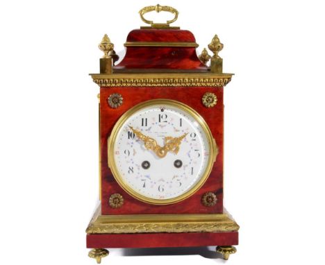 A Tortoiseshell and Gilt Metal Mounted Striking Mantel Clock, retailed by Goldsmiths &amp; Silversmiths, 112 Regent St, Londo
