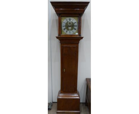 An Eight Day Elm Longcase Clock, signed Thomas Furnival, Taunton, circa 1760, flat top pediment, inside trunk door with a Bri