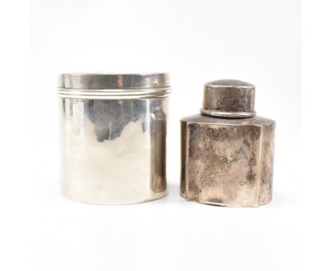 George V hallmarked silver caddy and Victorian oil bottle. The caddy being of spherical form and having a hinged lid. Hallmar