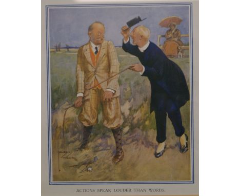 Five various golfing-related prints