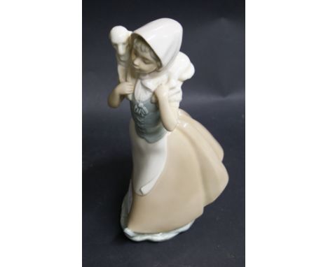 Nao figure of a young girl with a lamb over her shoulder