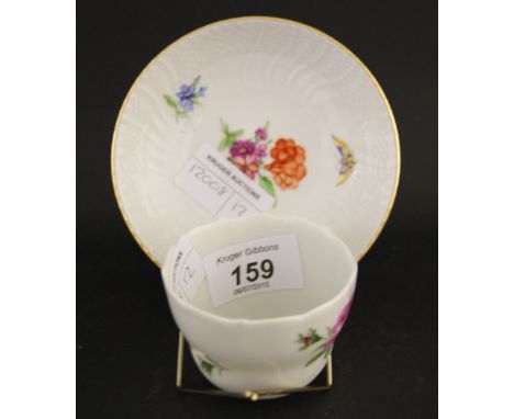 Early Meissen ceramic cup plus a KPM matched saucer