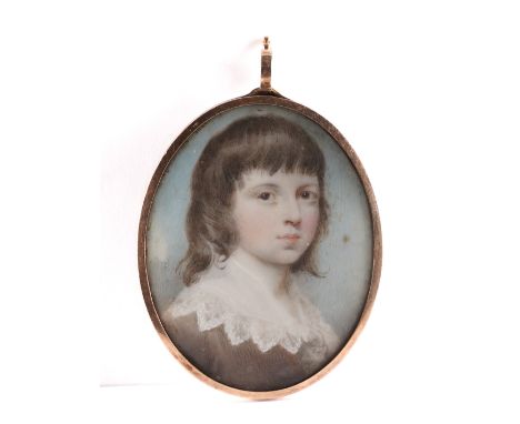 ENGLISH SCHOOL, LATE 18TH CENTURY/EARLY 19TH CENTURYPortrait miniature of a boy with brown hair
on ivory (ref. RUJA296D)
4.5c