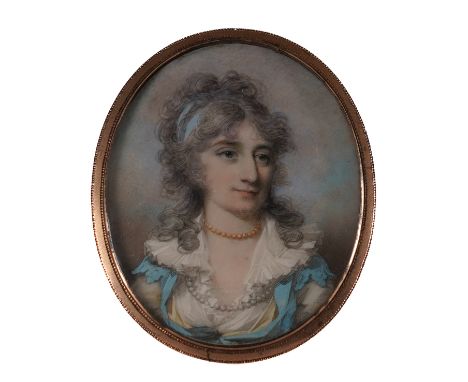 GEORGE ENGLEHEART (BRITISH, 1750-1829)Portrait miniature of Lady Astley wearing pearls
on ivory (ref. 7SNLDEV7)
5.3cm
in a gi