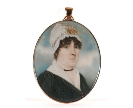 NATHANIEL PLIMER (BRITISH, 1757-1822)Portrait miniature of a lady in a dark green dress
on ivory (ref. QD9SK6UX)
7cm
in a gil