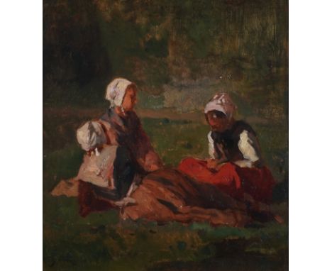 ALEXANDRE THIOLLET (FRENCH, 1824-1895)Three women resting in a landscape
signed 'Thiollet' (lower left)
oil on canvas
26.5 x 