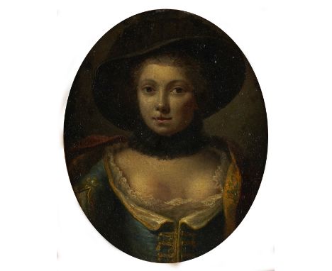 GERMAN SCHOOL, 18TH CENTURYPortrait of lady wearing a black hat
oil on panel
12.5 x 10.5cmCondition reportFine craquelure.Sur