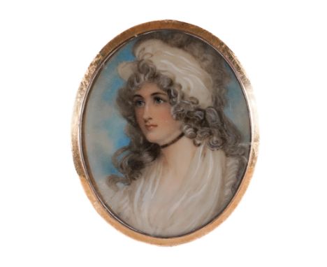 M*** C*** (BRITISH, LATE 18TH/EARLY 19TH CENTURY) (3)Portrait miniature of a lady wearing a white dress and a white head dres