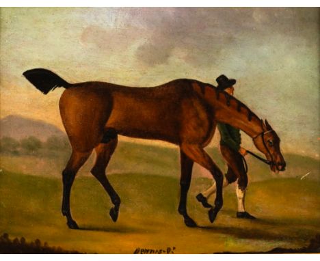 ENGLISH SCHOOL, 18TH CENTURY (2)Horse and groom, a pair
the first inscribed '*** Thomas' (lower centre), the second inscribed