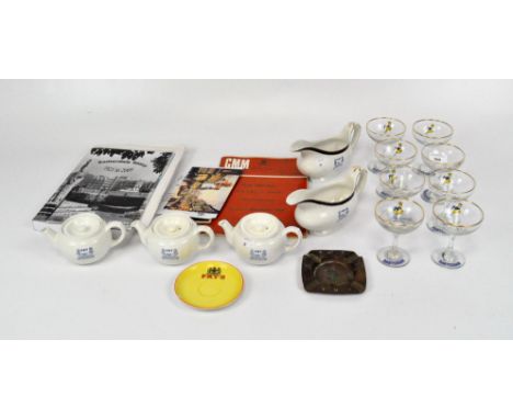 A collection of Fry's stoneware to include three single cup teapots,  Fry Somerdale Canteen, Puntney &amp; Co. 'Vitrite', sau