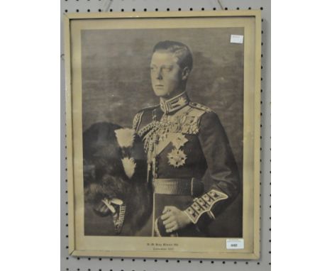 A printed coronation portrait of King Edward VIII, framed and glazed, 51cm x 40cm