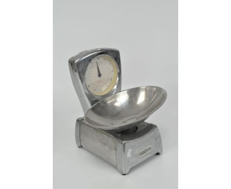 A vintage chrome set of shop counter scales by Equinox, 6kg max, 38cm high