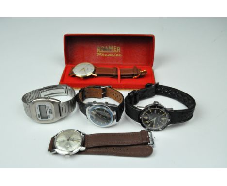 A vintage gentleman's Rotary Automatic Aquaplunge wristwatch, the dial with luminous baton and Arabic quarter hour markers, d