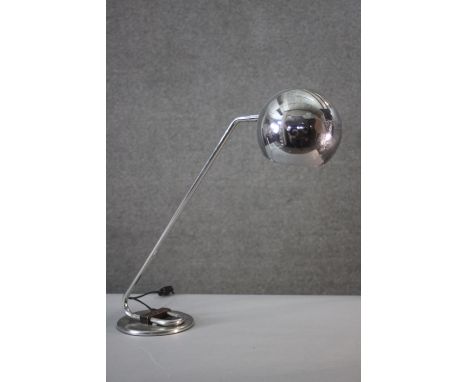 A vintage chrome anglepoise style lamp with globe shade. H.57 W.60cm. 