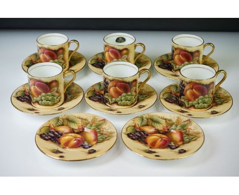 Aynsley ' Orchard Gold ' pattern coffee set with gilt detailing, to include 6 coffee cans and 8 saucers 