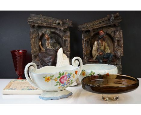 Group of mixed collectables to include a Tuscan Decoro Pottery twin-handled footed planter and bowl, both with hand painted f