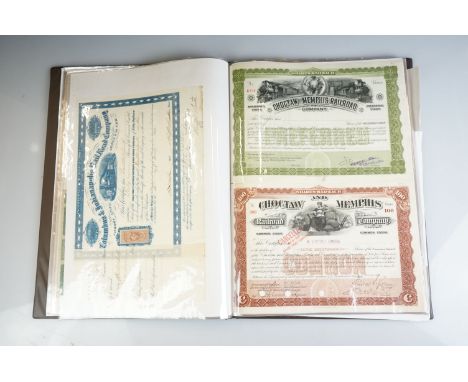 A collection of Bond or Share certificates, conveying stocks and shares of various businesses - some 19th century, including 