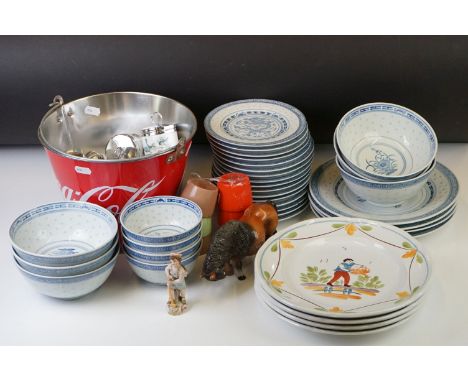 Mixed collectables to include a quantity of 20th Century Chinese Export Blue and White china, Royal Worcester porcelain metal