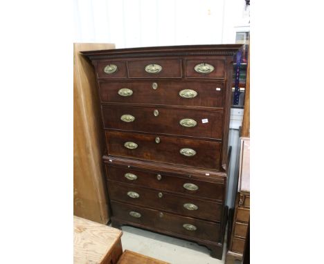 George III Mahogany Chest on Chest, the upper section with three short over three long drawers, the lower section with a brus