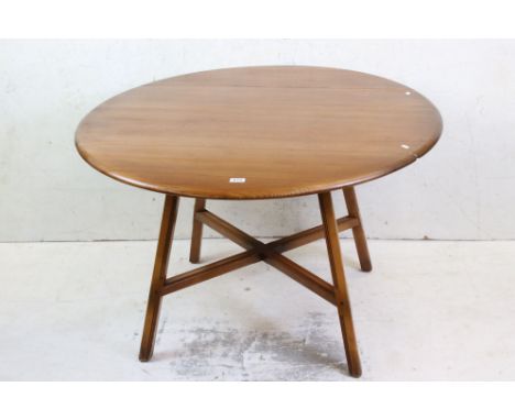 Ercol Golden Elm Circular Drop Dining Table, 114cm diameter x 72cm high 