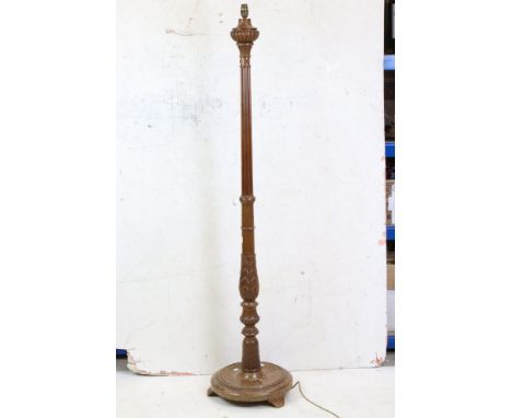 Early 20th century Carved Walnut Standard Lamp Base, 160cm high 