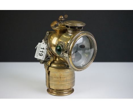 Early 20th Century Jos Lucas Ltd, Birmingham Acetyphote carbide bicycle lamp, model no. 317, 18cm high