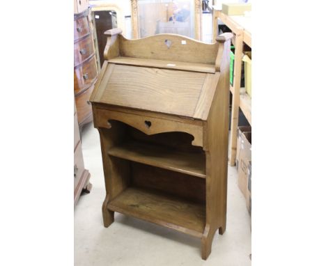 Arts and Crafts Light Oak Student Bureau, 66cm wide x 109cm high 