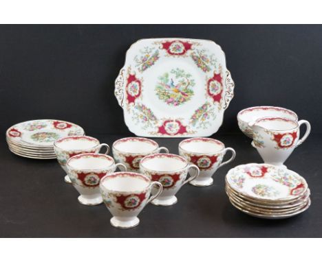 Foley China ' Broadway ' Pattern tea set to include 6 teacups and saucers, 6 side plates, sugar bowl, milk jug and a sandwich