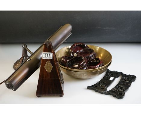 Mixed collectables to include a rosewood ' Metronome De Maelzel ' of pyramidal form, a mid 20th century retro metal piano lam