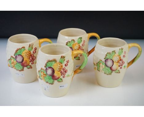 Set of Four Royal Staffordshire Pottery A J Wilkinson Ltd ' Fruit Trellis ' pattern mugs, pattern no. 940, 10.5cm high 