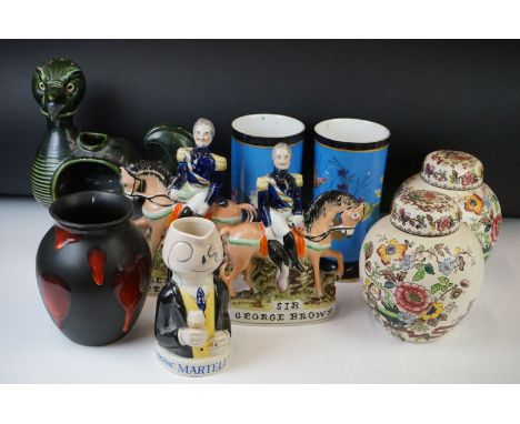 Group of mixed ceramics to include a Poole Pottery 'Galaxy' pattern ovoid vase, Martell Cognac figural water jug, a Czechoslo