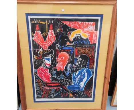 Michael Rothenstein: 'Saloon', artist signed print, framed and glazed 80x56cm