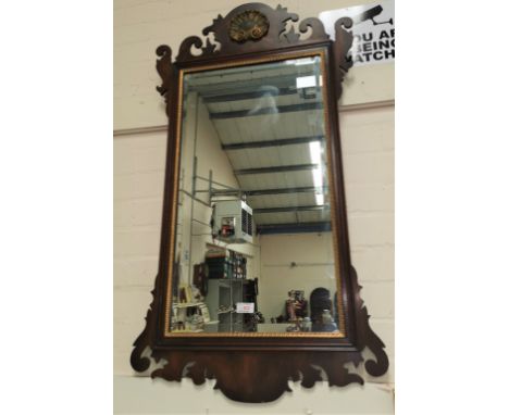 A Chippendale style wall mirror in parcel gilt and mahogany fretwork form height 104cm 