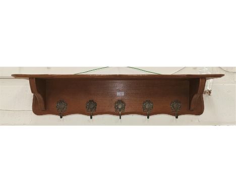 An oak reproduction coat rack/wall shelf in the French style, 130 cm 