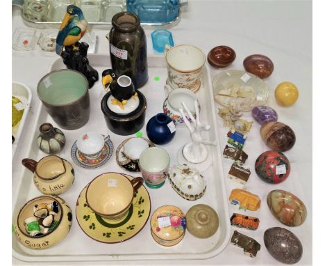 A selection of miniature china:  a Royal Lancastrian style vase; an "Augustus Rex" cup and saucer; etc.; a collection of marb