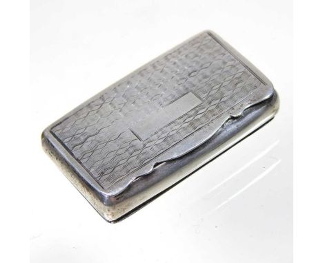 An unmarked George III snuff box, of hinged rectangular shape, with engine turned decoration, 45mm wide