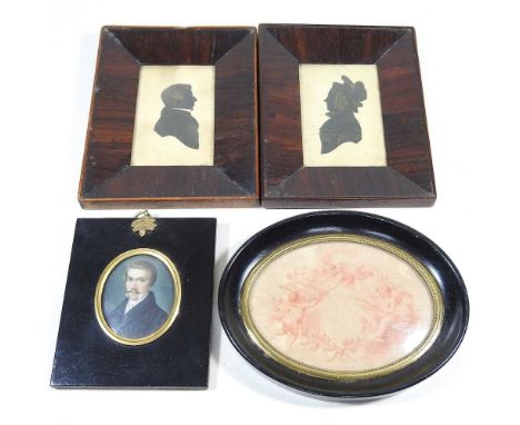 English school, 19th century, a pair of silhouette miniature portraits, bearing inscriptions to the reverse, William and Mary
