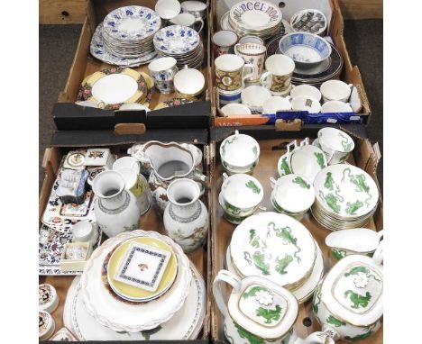 A Wedgwood Green Chinese Tigers pattern bone china part tea service, together with a collection of decorative china and table