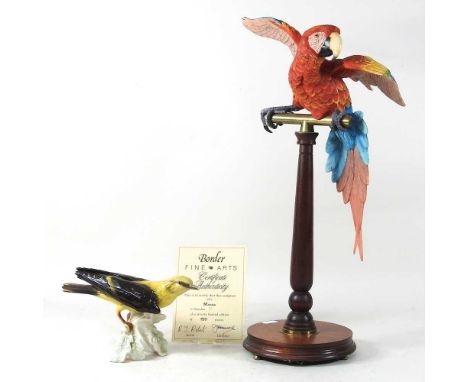 A Border Fine Arts limited edition figure of a Macaw parrot, 52/950, 47cm high, with certificate, together with a Goebel bird