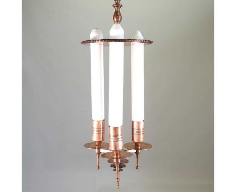 A French Art Deco copper Rocket light, attributed to Mazda, 60cm high