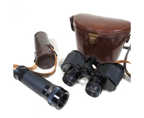 A pair of vintage Carl Zeiss 8 x 30 binoculars, no.523795, cased, together with a Carl Zeiss 8 x 30 monocular, cased (2)
