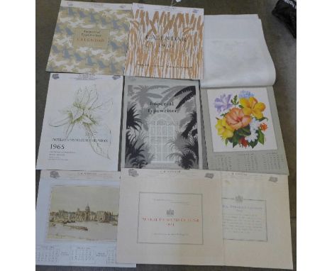 Eight Imperial Typewriter calendars, 1940, 1941, 1942, 1957, 1958 x 2, 1959 and 1965, with illustrations by artists Jeanne Ho