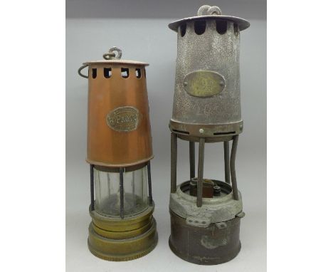 Two miner's lamps, Premier Lamp, Leeds, 7R, a/f, and Prima